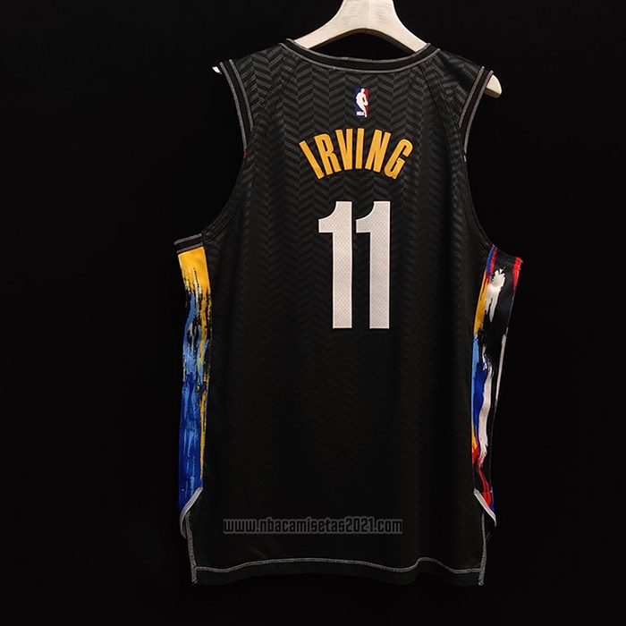 Camiseta Brooklyn Nets Kyrie Irving #11 Ciudad 2020-21 Autentico Negro